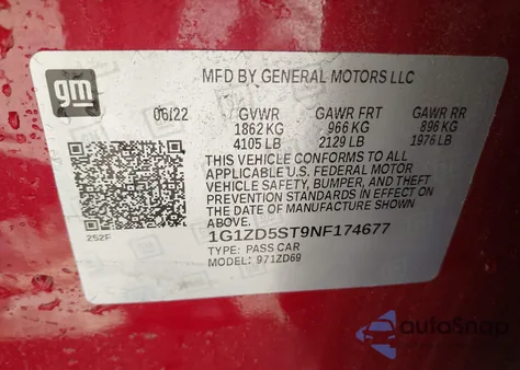2022 Chevrolet Malibu Fwd Lt from USA, damaged, VIN 1G1ZD5ST9NF174677